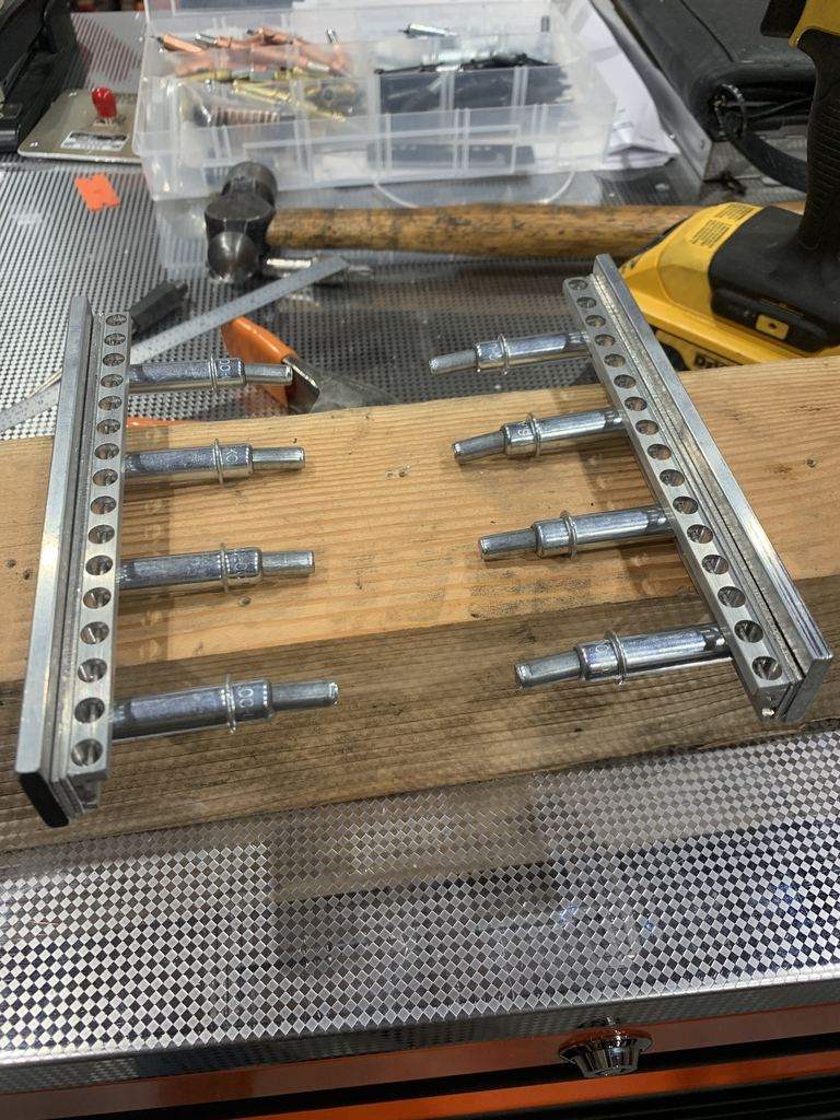 Tooling and components laid out in the maintenance shop